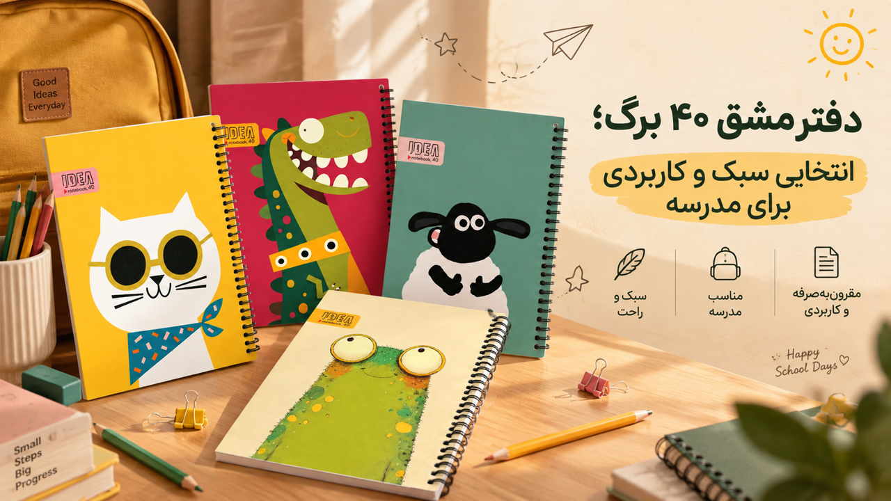 دفتر مشق ۴۰ برگ؛ انتخابی سبک و کاربردی برای مدرسه